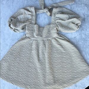 Free People puff sleeve ivory a line dress with pockets XS NWT